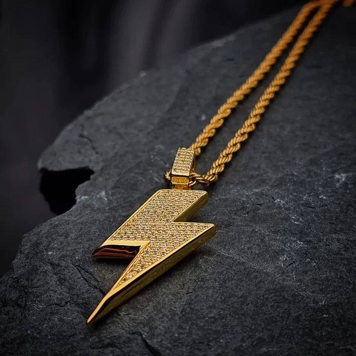 ICED BOLT PENDANT (GOLD) - AAPEX WATCHES