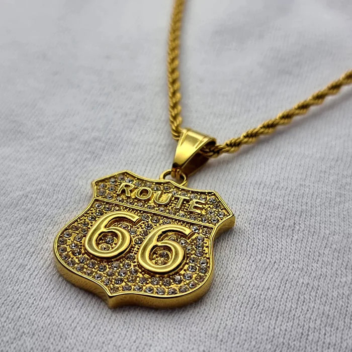 ROUTE 66 ICED PENDANT (GOLD) - AAPEX WATCHES